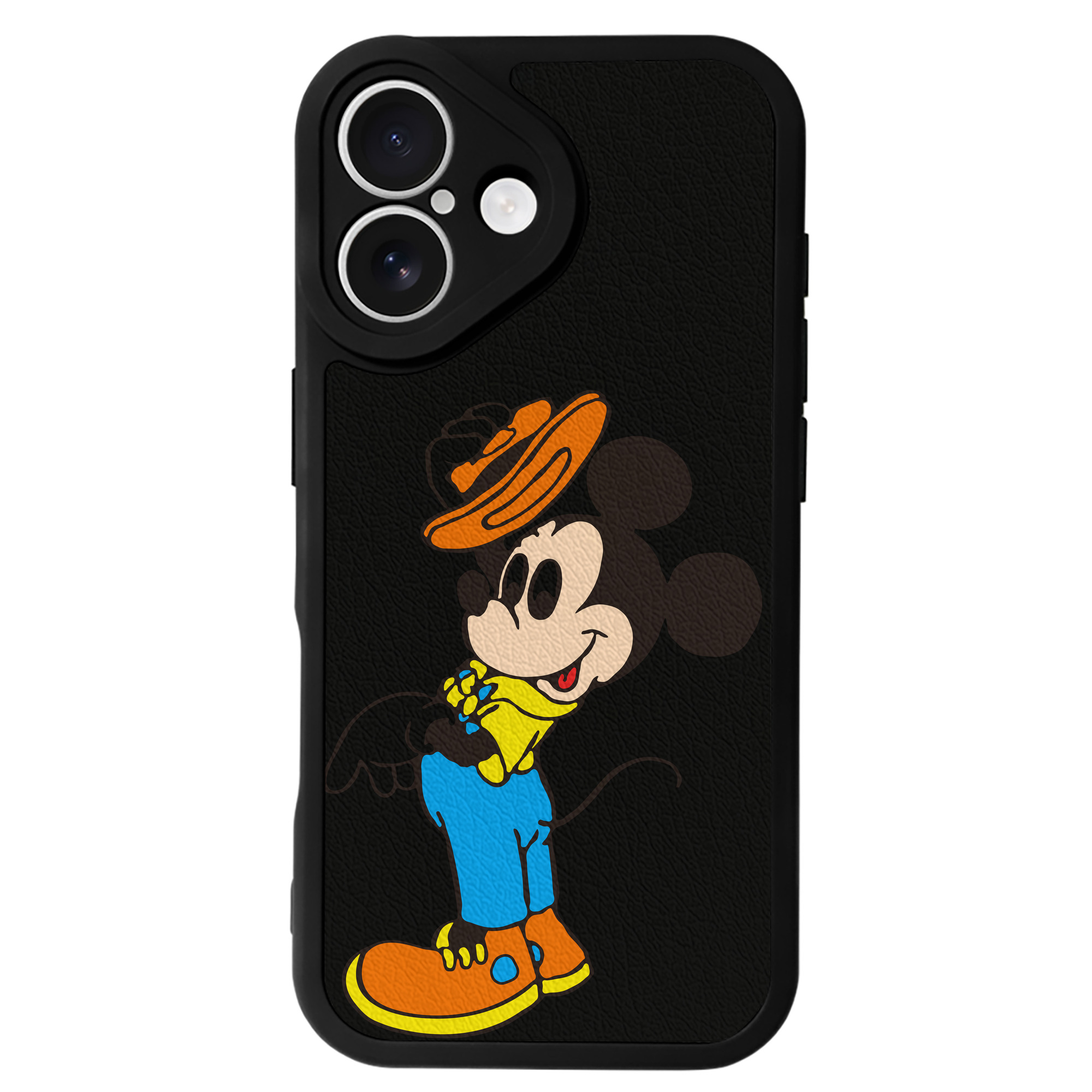 （画像用） ミッキーマウス Mickey Mouse 【iPhone 16シリーズ対応】シリコンスマホケース（レザー調） 材質：シリコン